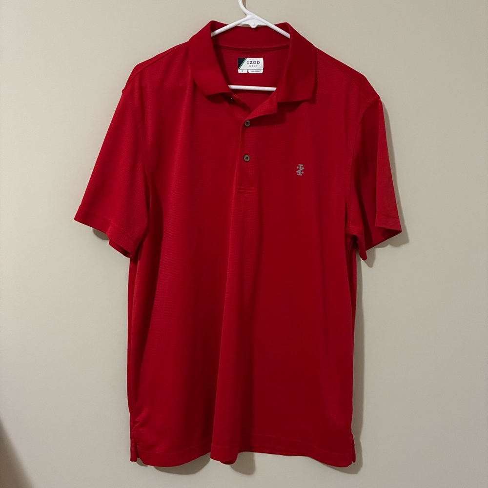 IZOD Polo Golf Shirt Men’s Large Red Short Sleeve EUC
